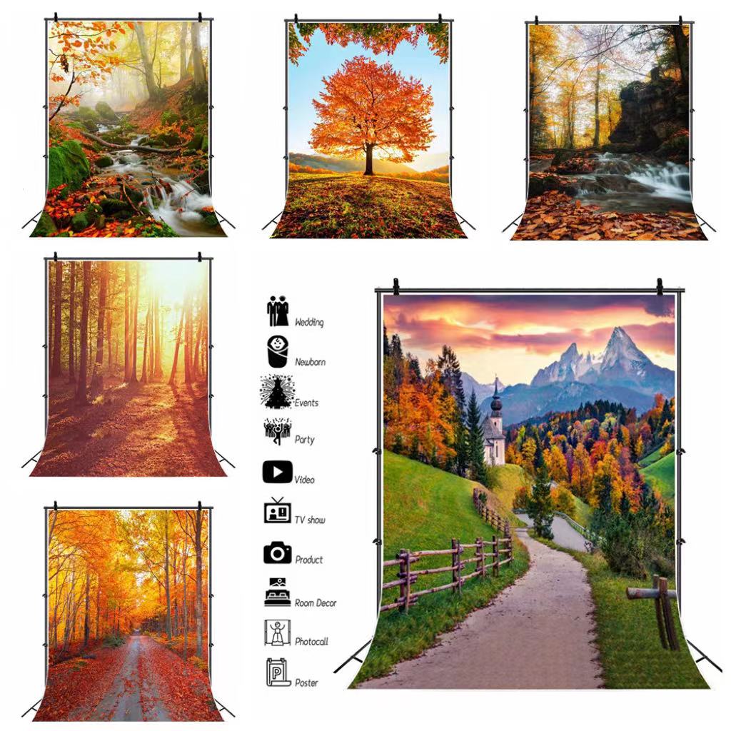Green Screen Collapsible - Autumn Backdrop Fall Leaves Landscape for