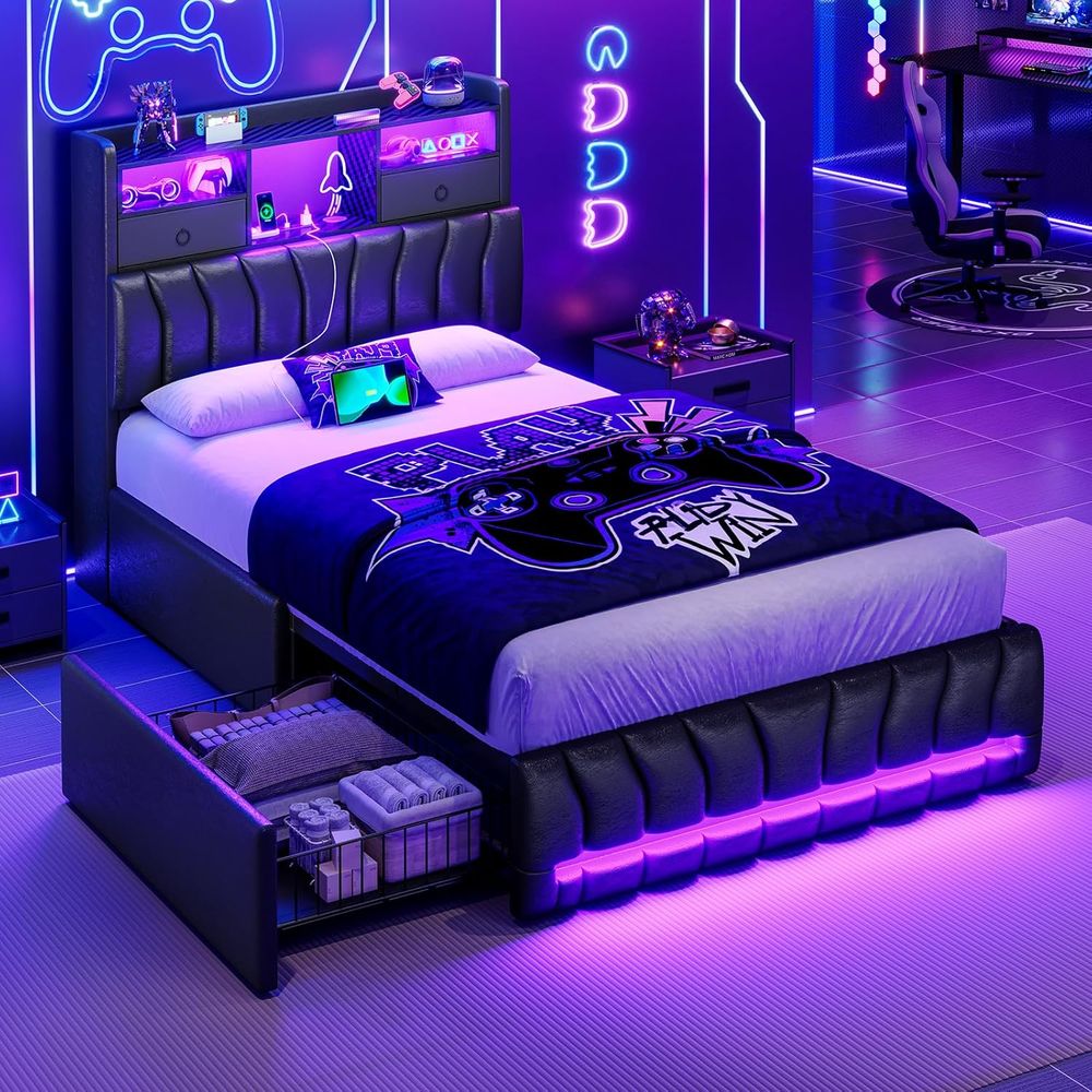 Twin Bed with Storage Board, 2 - Esports Gaming Platform review and price